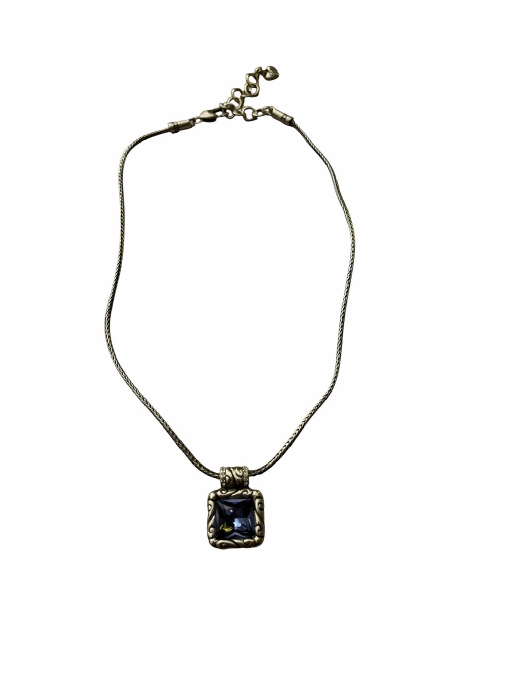 #400 BRIGHTON Silver Tone and Purple Stone Necklace